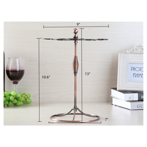 Endndsca Countertop Wine Glass Holder, Red Wine Glass Stemware Racks, Elegant Freestanding Tabletop Stemware Storage Rack with 6 Hooks Kitchen Gl