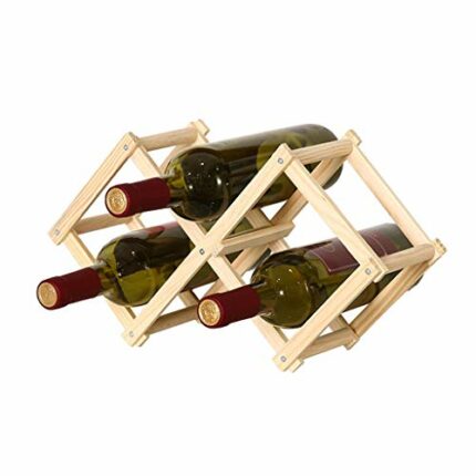 NEOCHY Wine Rack Solid Foldable Wine Cabinet Living Room Decoration Wine Display Rack/Wood Color
