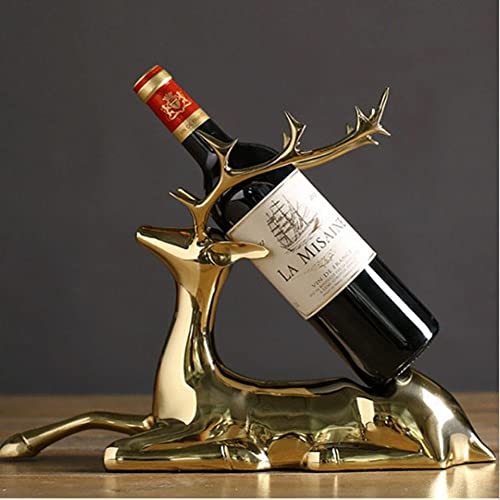 DISHENGZHEN Wine Storage Racks Wine Bottle Holder, Pure Copper Elk Single Wine Rack Creative Animal Sculpture, Wine Storage Rack for Home and Off
