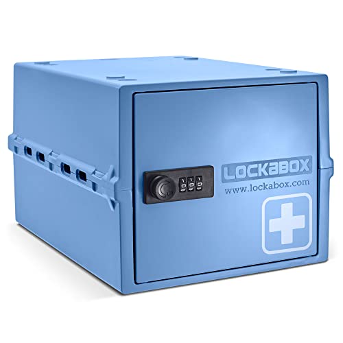Lockabox One™ | Compact and Hygienic Lockable Box for Food, Medicines, Tech and Home Safety (Medi Blue)