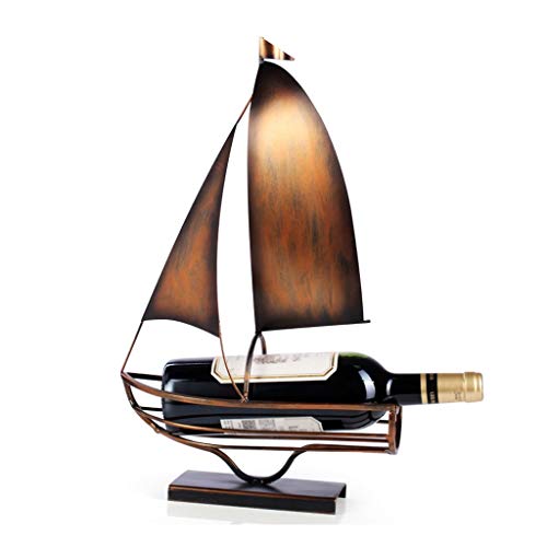 ZYZMH Sailing Wine Bottle Holder Iron Art European Creative Wine Rack Classic Bottle Storage Holder Practical Decoration