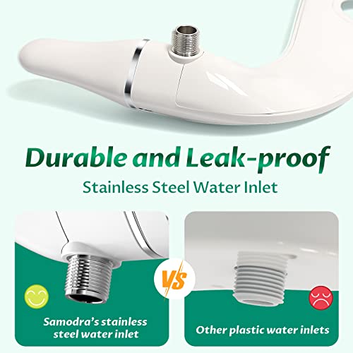 SAMODRA Ultra-Slim Bidet,Bidet Attachment for Toilet UK, Non-Electric Bidet Seat Attachment Dual Nozzle (Rear/Feminine Wash),with Hose and Brass