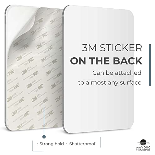 Mavoro Shaving Mirror for Shower - 3M Adhesive Shower Mirror. 7x9in Acrylic Mirror, Unbreakable Mirror with Less Fogging. Sleek Frameless Mirror.