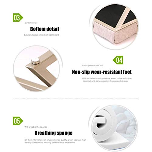 FGHOEV Makeup Stool, Upholstered Vanity Footstool Side Table Seat Dressing Chair with Golden Metal