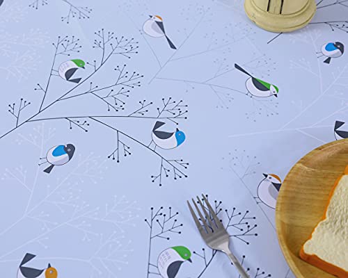 AIJIA Table Cloth PVC tablecloth Wipeable Waterproof Plastic Rectangular Table Cover Wipe Clean For Party Birthday Kitchen Outdoor(Birds 137 * 22