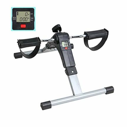 Ipalmay Under Desk Folding Bike Pedal Exerciser with LCD Display, Magnetic Mini Exercise Bike, Recovery Exerciser with Adjustable Resistance