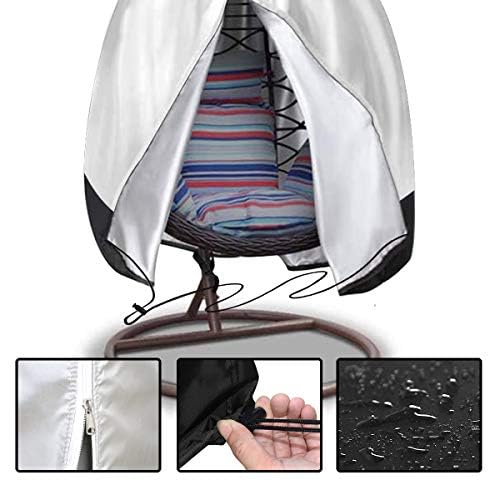 DOOGDOOG Eggs Swing Chair Cover,Patio Hanging Chair Cover Swing Seat Patio Cocoon Chair Garden Furniture Protective Cover with Zipper(H200x120cm)