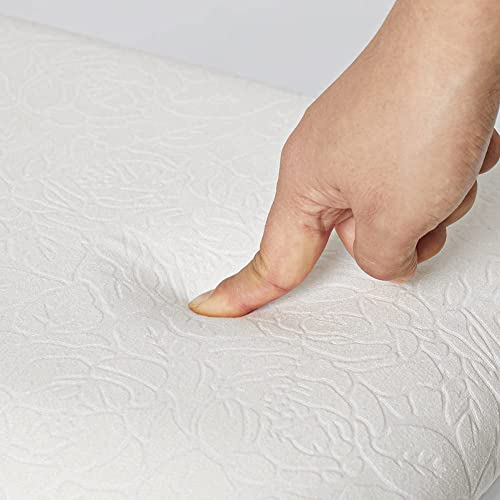 Meerveil Dressing Table Stool, White Soft Padded MDF Wood Vanity Stool Baroque Printing Stool, 41 x 30 x 45cm