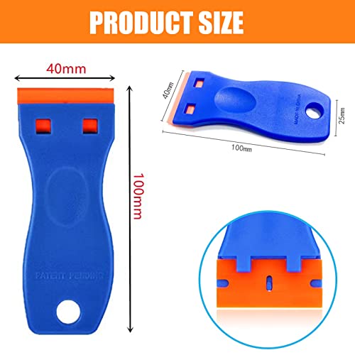 Plastic Scraper with 20PCS Plastic Razor Blade, Window Scrapers Ceramic Glass Scraper Tool, Sticky Remover for Removing Lable, Glue, Decal in The