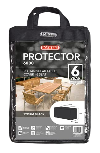 Bosmere Protector 6000 | Rectangular Table Cover | L 170cm W 94cm H 71cm | 100% Waterproof, UV Protected, Heavy Duty 600D | 6 Year Guarantee | D5