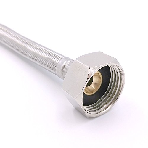 Pair of 1/2" x 1/2" (Female to Female) BSP (500mm) Kitchen Basin Monobloc Mixer Tap Connector Flexi Hose Pipes Tail -FBA