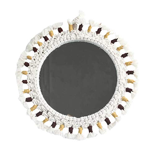 QUANJJ Wall-mounted Nordic Decorative Round Hanging Cosmetic Makeup Shaving Glass Home Decor for Salon Bathroom Countertop Vanity (Silver)