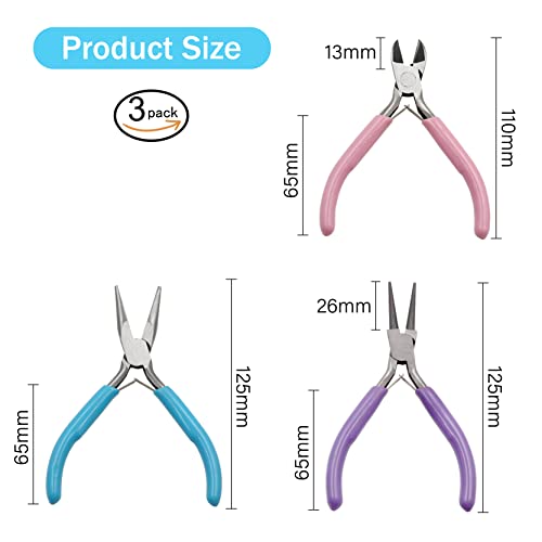 MENFENG Jewellery Pliers Set, 3pce Jewellery Making Pliers Tools with Needle Nose/Chain Nose/Wire Cutters Pliers, Used for Jewellery Repair, hand