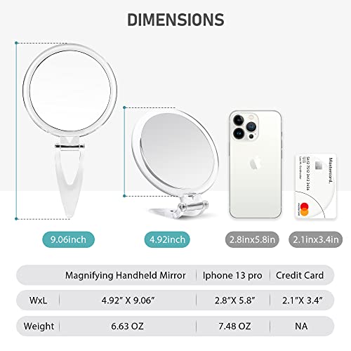 MIYADIVA Hand Mirror 30X Magnifying Mirror with Handle,Travel Handheld Mirror with Double-Sided 1X/30X Magnifying Makeup Mirror,5In Foldable Make