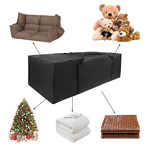 Garden Furniture Cushion Storage Bag, Oxford Fabric Waterproof Anti-UV Rip Proof Portable Outdoor Furniture Cushion Bag with Sturdy Zipper and Ha