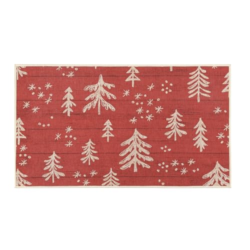 LuxFocus Doormat Washable Christmas Decorative Door Mats for Entrance Outdoor Non-Slip Welcome Doormat Rubber Backing Xmas Trees Printed Pattern