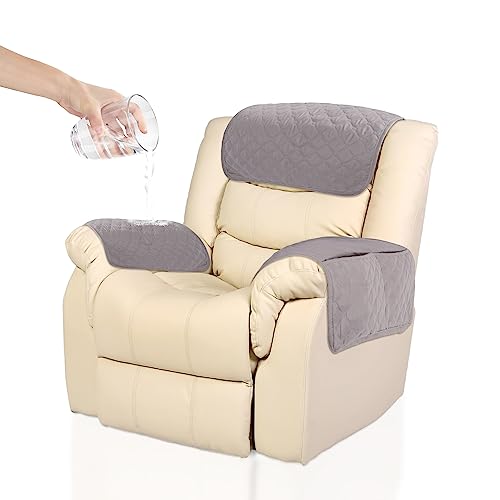 Kaket Armrest Cover, Headrest Cover for Recliner Sofa 3pcs Waterproof Recliner Chair Covers, Nonslip Armrest Slipcover Furniture Protector for Re