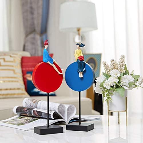 n/a Couple Character Sculpture Decoration, Living Room Study Wine Cabinet Handmade Resin Portrait Artwork Wedding Home Decoration Gift