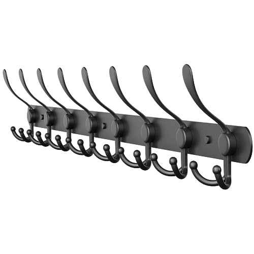 SAYONEYES Gold Coat Rack Wall Mount with 5 Tri Hooks for Hanging – 16 Inch Heavy Duty Stainless Steel Rustic Coat Rack Wall Mount – Hat Rack, Han