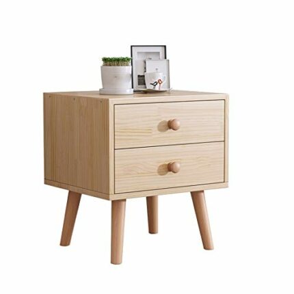 N/A Solid Wood Bedside Table Side Cabinet Bedroom Small Apartment Home Locker, Double Drawer Design Bedside Table