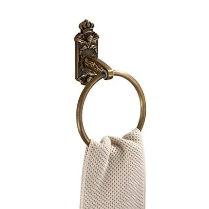 HIGOH Towel Racks, Bath Towel Holder,Bathroom Hand Towel,Solid Alumiwall Mounted round Carved Towel,Antique Brass Bath Towel Holder Rack,Classic