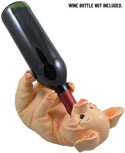 Drinking Pig Wine Bottle Holder Sculpture for Country Farm Bar and Kitchen Decor Tabletop Wine Stands & Racks and Decorative Collectible Statue G