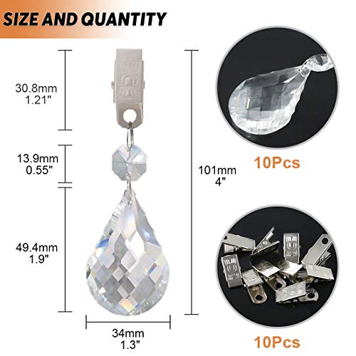 Keadic 10Pcs Cucurbit Christmas Tablecloth Weights Crystal Glass Teardrop Prisms Pendant Tablecloth Weights Kit, Crystal Chandelier Pendants Part