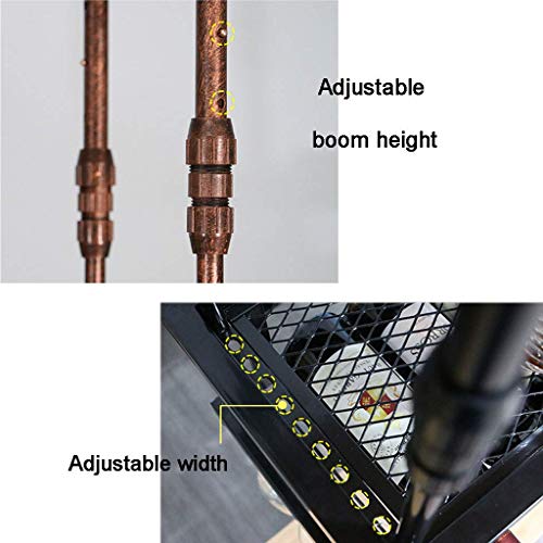 EYLINK Wine Racks,Cafe Hanging with Glass Holder and Shelf, Adjustable Metal Ceiling Bar Wine Glass Rack, 2-Layer Industrial Iron Bottle Holder W