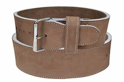 Damn-Fit® Powerlifting Belt for Weight Lifting - 4” Wide 10mm Thick Single Prong - Original Cowhide Nubuk Leather, Crossfit Bodybuilding Deadlift