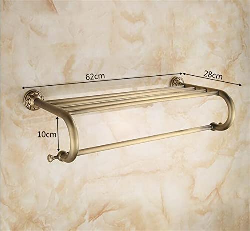 HIGOH Towel Racks,Bathroom Towel Rack Wall Mounted Towel Holder,Antique Bronze Brass Carved Bathroom Accessories,Bathroom Solid Brass Bath Hardwa