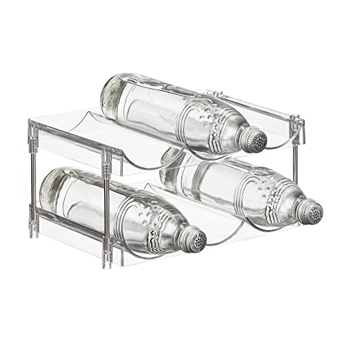mDesign Nate Home by Nate Berkus 6-Bottle Water and Wine Bottle Organizer, Free-Standing Plastic Holder for Fridge, Kitchen Cabinet, Pantry Stora