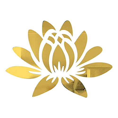 CREATCABIN 3D Acrylic Mirror Lotus Flower Wall Sticker Wall Art Decals Self Adhesive Removable Eco-Friendly For Home Bedroom Living Room Bathroom