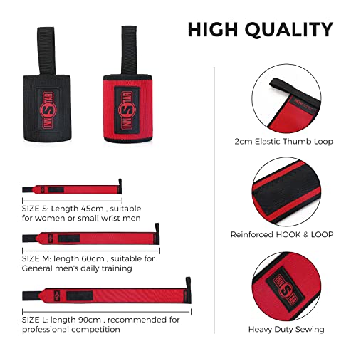 INNSTAR Weight Lifting Wrist Wraps Supports, | 45CM, 60CM, 90CM | Professional Gym Lifting Straps for Fitness, Strength Training, Bodybuilding, D