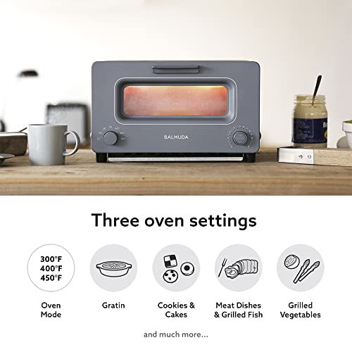 BALMUDA The Toaster | Steam Oven Toaster | 5 Cooking Modes - Sandwich Bread, Artisan Bread, Pizza, Pastry, Oven | Compact Design | Baking Pan | K