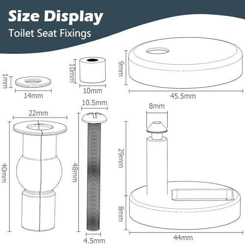 Quick Release Toilet Seat Fixings, YTOOK 6Pcs Universal Toilet Seat Hinges for WC Toilet Blind Holes