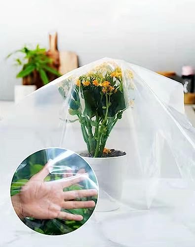 dropee Greenhouse Plastic Sheeting - 2 x 5m Polytunnel Heavy Duty Sheeting 250Mu/1000g, Plastic Sheeting Clear Polytunnel Cover UV Resistant Furn