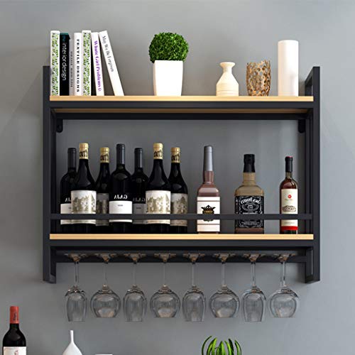 KEppd Wine Holder Wall Decor/Wall Wine Racks for Wine Bottles and Glasses Decor Rustic/Hanging Wine Holder/Wine Shelf Wall Mounted Glass Holder/W