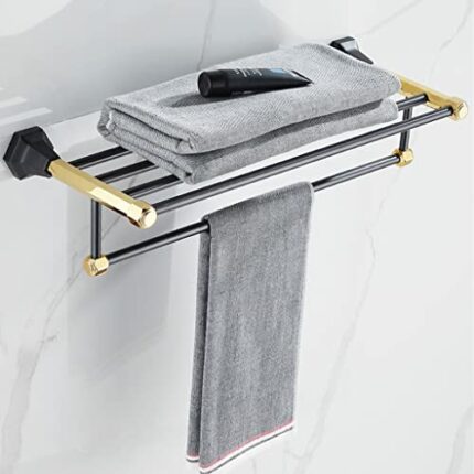 HIGOH Towel Racks, Bathroom Towel Rack Wall Mounted Towel Holder,Universal Light Bathroom Towel Rack,All Copper Bathroom Hardware,Chrome-Plated C