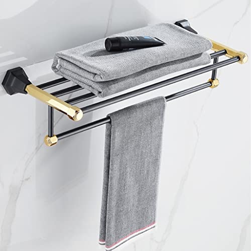 HIGOH Towel Racks, Bathroom Towel Rack Wall Mounted Towel Holder,Universal Light Bathroom Towel Rack,All Copper Bathroom Hardware,Chrome-Plated C