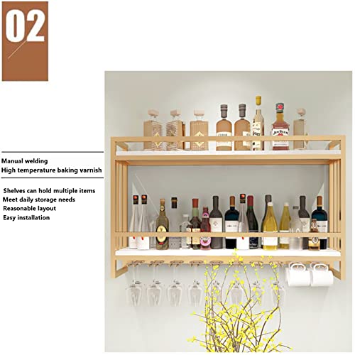 EYLINK Industrial Wall Mounted Wine Racks, Metal Hanging Wine Rack, Wine Bottle Stemware Glass Rack, Pipe Shelving Wood Shelves Floating Wine Gla