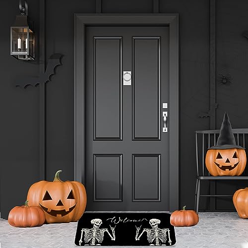SANHUDSD Halloween Door Mat Horror Skull Welcome Mat Scary Entry Rug Non-Slip Welcome Door Mat Indoor Outdoor Entrance Rug Halloween Party Decor
