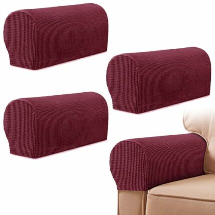 Armrest Chair Covers, Set of 4 Stretch Armchair Covers for Arms，Spandex Polyester Sofa Arm Caps Non Slip Armrest Covers for Chairs Furniture Prot