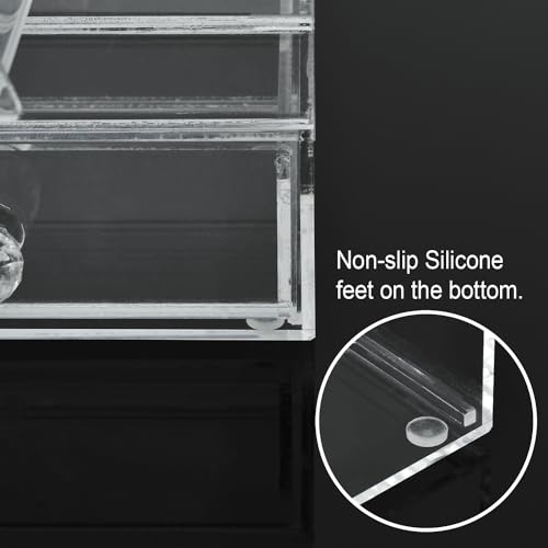 Ikee Design Premium Acrylic Nightstand Organizer Drawer with Dual-Slot -Bedside Acrylic Drawer Organizer for Phone, I-pad, Eyeglasses, Books-Eyew