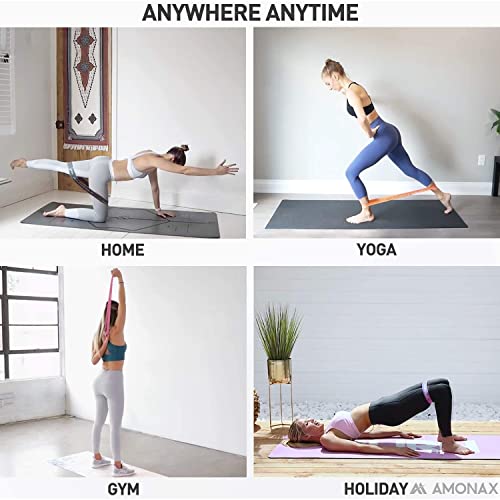 Amonax Resistance Bands Set for Women and Men, Exercise Fitness Home Gym Bands for Legs and Glutes and Arms. Yoga, Pilates Resistant Band Mini Lo