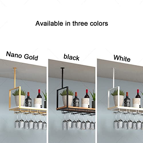 EYLINK Wine Rack Wine Holder, Ceiling Shelf Hanging Wooden Wine Racks Nordic Kitchen Dining Room Wall Cabinet Ceiling Shelf Wrought Iron Solid Wo