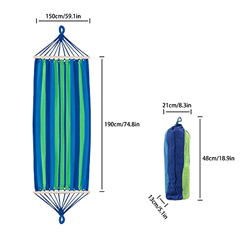 Ledeak 6.2 x 5 ft Extra Large Camping Hammock, Portable Swing Bed Thickened Durable Stripe Canva with Anti Roll Beam Tree Straps Bag Max Load 660