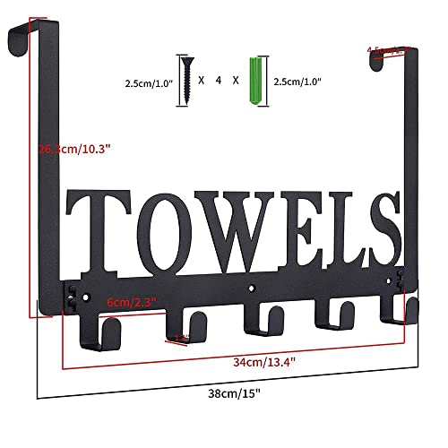 Metal Towel Holder Towel Rack, Over The Door Towel Rack, Wall Mount Towel Hanger Hooks for Bathroom Kitchen