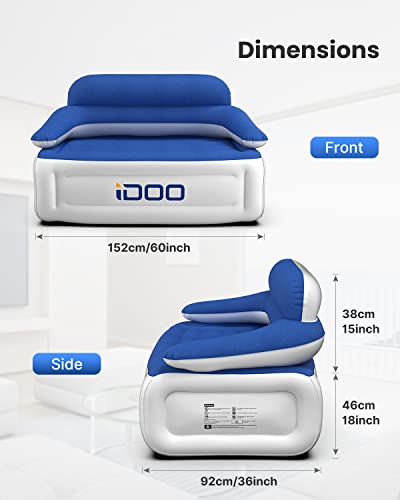 iDOO Inflatable Sofa with Backrest, Inflatable Chair Camping with Built-in Pump, Portable 3 Seaters Blow Up Sofa for Outdoor Party, Inflatable Ai