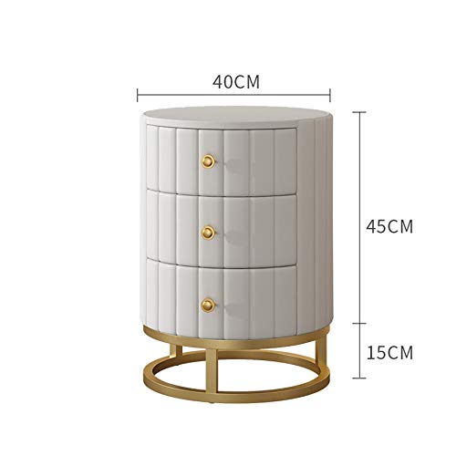 JYDQM Household Furniture PU Bedside Table Round White Bedside Table Mini Cabinet Bedside Table Storage Cabinet