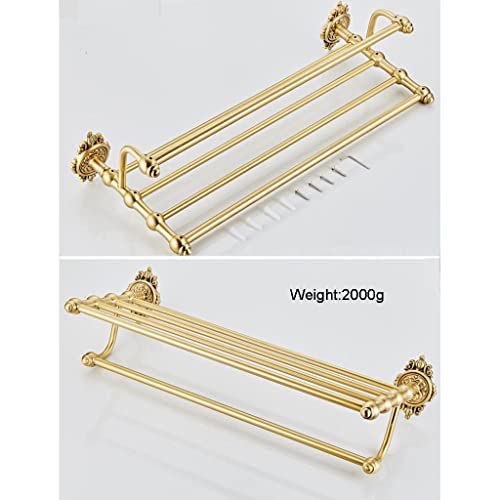HIGOH Towel Racks,Bathroom Towel Rack Wall Mounted Towel Holder,European-Style Pure Copper Bathroom,Bathroom Towel Rack,Copper Natural Carved Tow